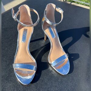 INC International Concepts Metallic Silver Heels Sandals
